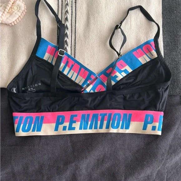 P.E Nation Black and Pink Cross-Back Sports Bra - Picture 3 of 3